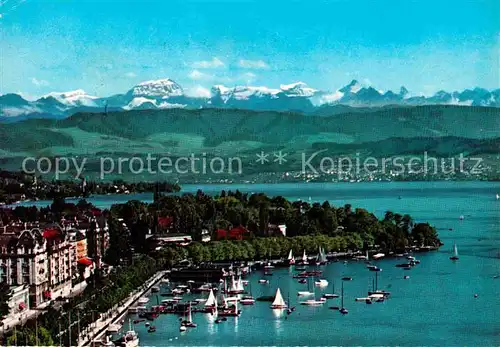 AK / Ansichtskarte Zuerich ZH Fliegeraufnahme See und Alpen