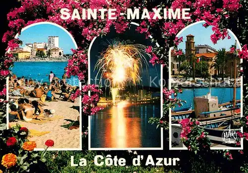 AK / Ansichtskarte Sainte Maxime sur Mer Var Strand Feuerwerk Hafen Kat. Sainte Maxime