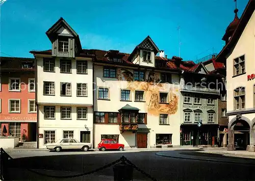 AK / Ansichtskarte St Gallen SG Haus Greif Fresko von W. Koch Restaurant Klosterhof  Kat. St Gallen