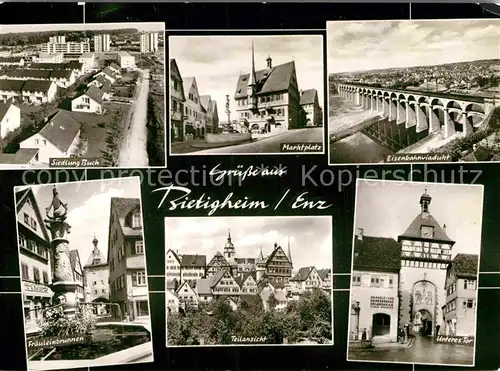 AK / Ansichtskarte Bietigheim Baden Fliegeraufnahme Siedlung Fraeuleinbrunnen Eisenbahnviadukt Unteres Tor Kat. Bietigheim