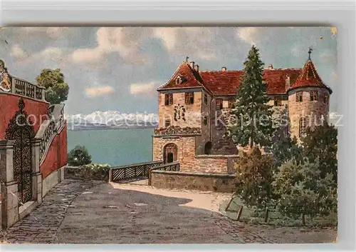 AK / Ansichtskarte Meersburg Bodensee Bruecke und Eingang zum alten Schloss Kat. Meersburg