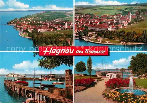 AK / Ansichtskarte Hagnau Bodensee Fliegeraufnahme Park Hafen Steg Kat. Hagnau am Bodensee