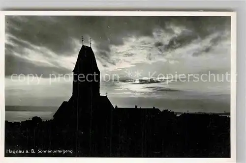 AK / Ansichtskarte Hagnau Bodensee Kirche Sonnenuntergang Kat. Hagnau am Bodensee