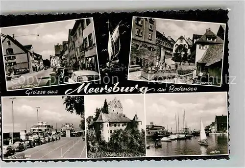 AK / Ansichtskarte Meersburg Bodensee Untere Seestrasse Steigstrasse Faehrhafen Schloss Hafen Kat. Meersburg