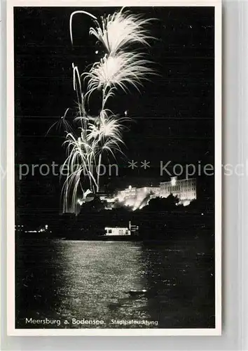 AK / Ansichtskarte Meersburg Bodensee Stadtbeleuchtung Feuerwerk Kat. Meersburg