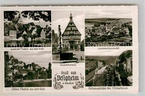 AK / Ansichtskarte Besigheim Untere und obere Partie an der Enz Marktplatz Felsengaerten Kat. Besigheim