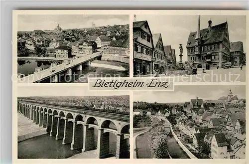 AK / Ansichtskarte Bietigheim Baden Enzbruecke Viadukt Panorama Rathaus Marktplatz Kat. Bietigheim
