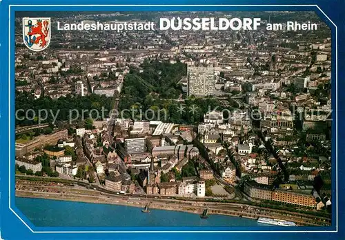 AK / Ansichtskarte Duesseldorf Fliegeraufnahme mit Rhein Kat. Duesseldorf