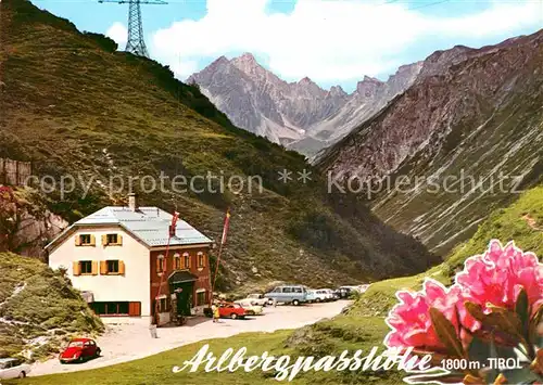 AK / Ansichtskarte Arlberg Arlbergpasshoehe Berggaststaette Alpenflora Gebirgspass Kat. Oesterreich