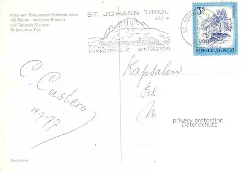 AK / Ansichtskarte St Johann Tirol Hotel und Braeugasthof Goldener Loewe Kat. St. Johann in Tirol