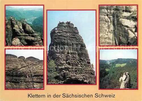 AK / Ansichtskarte Klettern Bergsteigen Saechsische Schweiz Schrammsteinwaechter Falkenstein  Kat. Bergsteigen