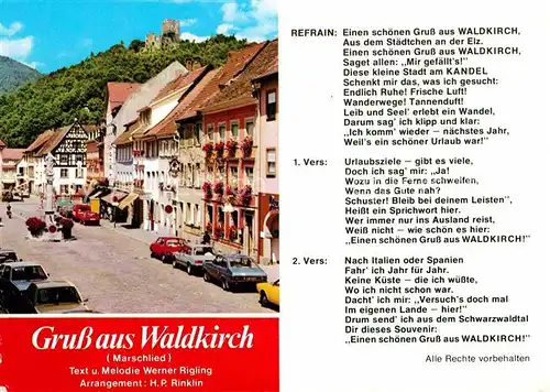 AK / Ansichtskarte Liederkarte Waldkirch Marschlied Marktplatz Kastelburg Kat. Musik