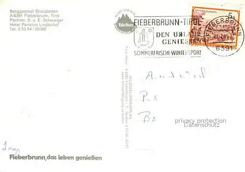 AK / Ansichtskarte Fieberbrunn Tirol Berggasthof Streuboeden Kat. Fieberbrunn