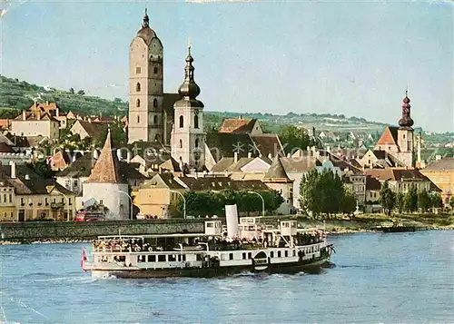 AK / Ansichtskarte Stein Donau Kirche Fahrgastschiff Kat. Krems an der Donau