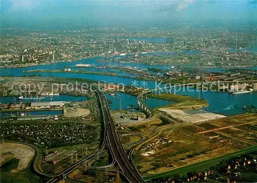 AK / Ansichtskarte Hamburg Fliegeraufnahme Koehlbrandbruecke und Hafen Kat. Hamburg