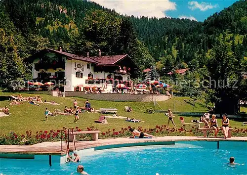 AK / Ansichtskarte Bayrischzell Cafe Restaurant Pension Zellerstueberl mit Freibad Kat. Bayrischzell