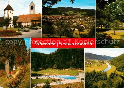 AK / Ansichtskarte Biberach Baden Kirche Schwimmbad Landschaftspanorama Kinzigtal Wandern Kat. Biberach Kinzigtal