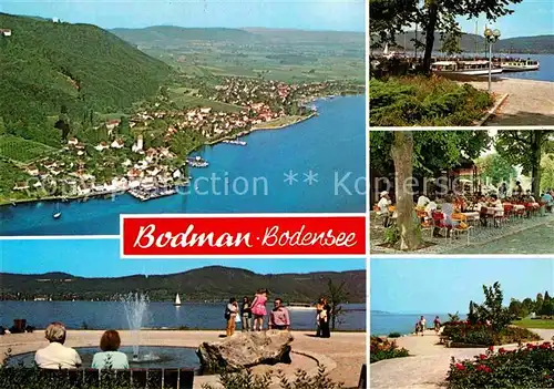 AK / Ansichtskarte Bodman Bodensee Uferpromenade Gaststaette Fliegeraufnahme Thorbecke Luftbild