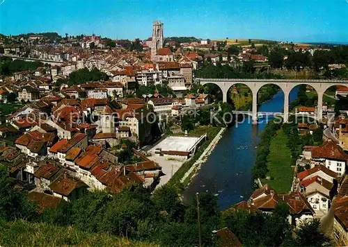 AK / Ansichtskarte Fribourg Moselle Pont de Zaehringen et Cathedrale Kat. Fribourg