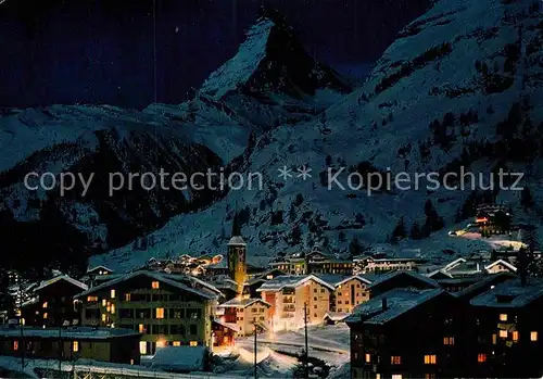 AK / Ansichtskarte Zermatt VS mit Matterhorn bei Mondschein Kat. Zermatt