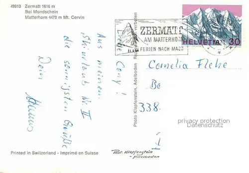 AK / Ansichtskarte Zermatt VS mit Matterhorn bei Mondschein Kat. Zermatt