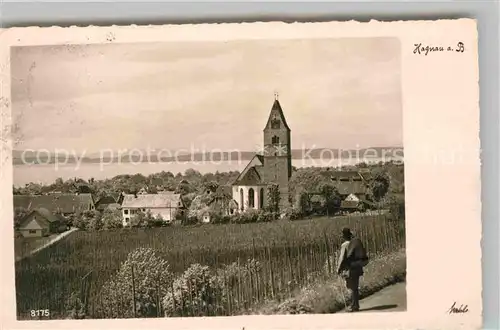 AK / Ansichtskarte Hagnau Bodensee Kirche Weinberge Wanderer Kat. Hagnau am Bodensee