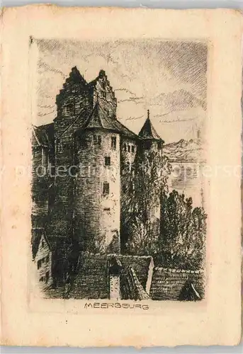 AK / Ansichtskarte Meersburg Bodensee Federzeichnung Schloss Kat. Meersburg