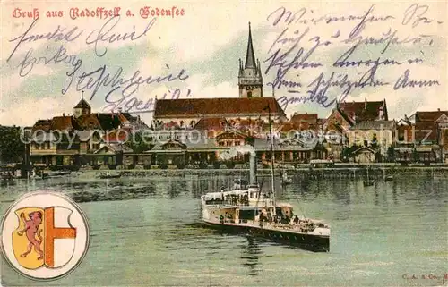 AK / Ansichtskarte Radolfzell Bodensee Hafen Kirche Personendampfer Kat. Radolfzell am Bodensee