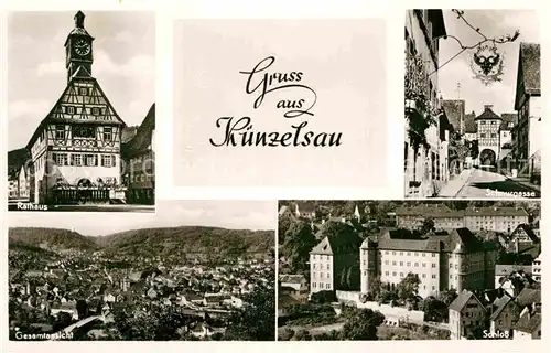 AK / Ansichtskarte Kuenzelsau Rathaus Schnurgasse Schloss Kat. Kuenzelsau