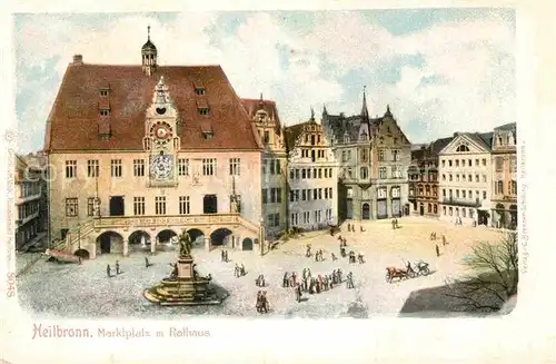 AK / Ansichtskarte Heilbronn Neckar Marktplatz Rathaus Kuenstlerkarte Kat. Heilbronn