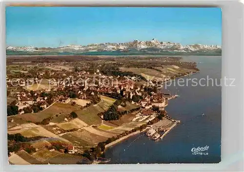 AK / Ansichtskarte Meersburg Bodensee Fliegeraufnahme Schweizer Alpen Kat. Meersburg