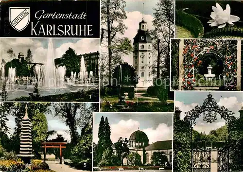 AK / Ansichtskarte Karlsruhe Baden Wasserspiele Schlossturm Victoria Regia 