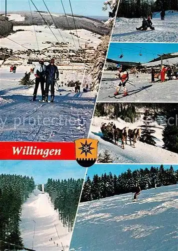 AK / Ansichtskarte Willingen Sauerland Schlepplift Skigebiet Sprungschanze Pferdeschlitten Kat. Willingen (Upland)