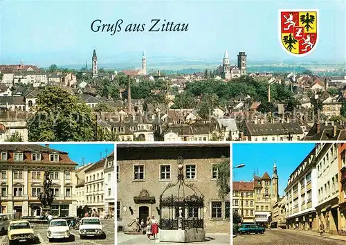 AK / Ansichtskarte Zittau Fliegeraufnahme Herkulesbrunnen Gruener Born Stadtmuseum Klosterkirche Kat. Zittau