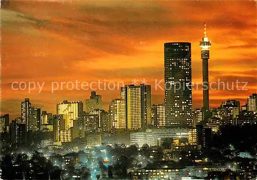 AK / Ansichtskarte Johannesburg Gauteng Hillbrows Skyline sunset on the Transvaal highveld Ponte Building Strijdom Tower Kat. Johannesburg