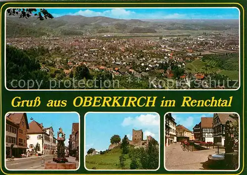 AK / Ansichtskarte Oberkirch Baden Panorama Renchtal Brunnen Fachwerkhaeuser Burgruine Kat. Oberkirch