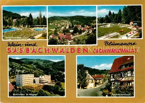 AK / Ansichtskarte Sasbachwalden Wein und Blumenort im Schwarzwald Schwimmbad Kleingolf Fachwerkhaeuser Kurkliniken Kat. Sasbachwalden