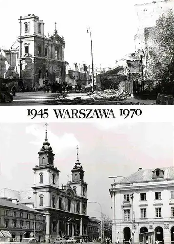 AK / Ansichtskarte Warszawa 1945 und 1970 Kosciol Swietego Krzyza Kirche Kat. Warschau Polen