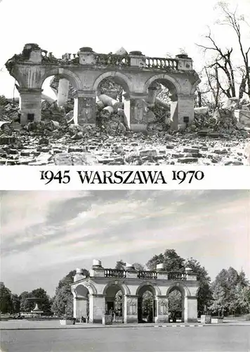 AK / Ansichtskarte Warszawa 1945 und 1970 Grob Nieznanego Zlnierza Grab des unbekannten Soldaten Kat. Warschau Polen