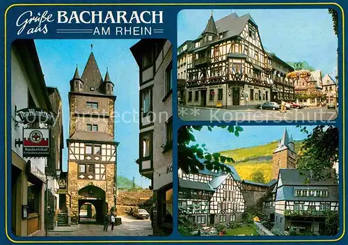 AK / Ansichtskarte Bacharach Rhein Altstadt Torbogen Fachwerkhaeuser Turm Kat. Bacharach