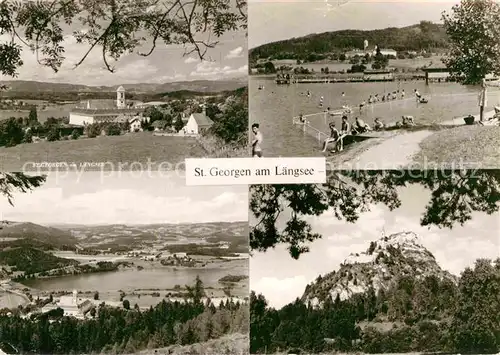 AK / Ansichtskarte Sankt Georgen Laengsee Panorama Badestrand Felsen