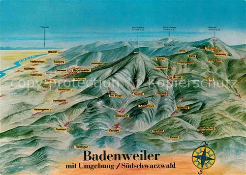 AK / Ansichtskarte Badenweiler und Umgebung Schwarzwald aus der Vogelperspektive Kat. Badenweiler