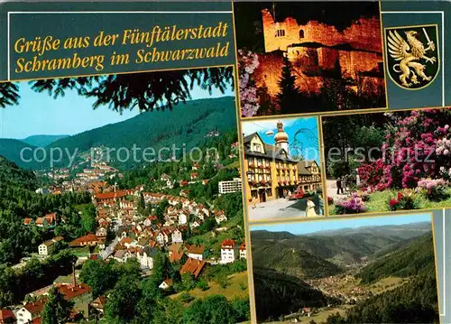 AK / Ansichtskarte Schramberg Fuenftaelerstadt im Schwarzwald Burgruine Wappen Park Kat. Schramberg
