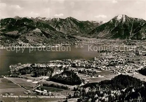 AK / Ansichtskarte Bad Wiessee Tegernsee mit Rottach Egern und Wallberg Mangfallgebirge Fliegeraufnahme