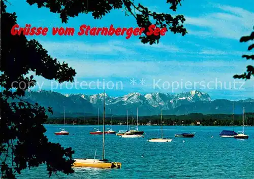 AK / Ansichtskarte Starnbergersee Segelboote Blick gegen Zugspitzgruppe Wettersteingebirge Kat. Starnberg