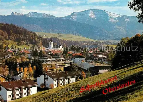 AK / Ansichtskarte Oberstaufen Schrothkurort mit Rindalphorn und Hochgrat Allgaeuer Alpen Kat. Oberstaufen