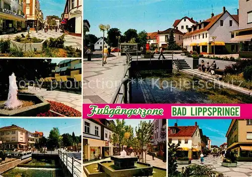AK / Ansichtskarte Bad Lippspringe Fussgaengerzone Springbrunnen Partie am Bach Kat. Bad Lippspringe