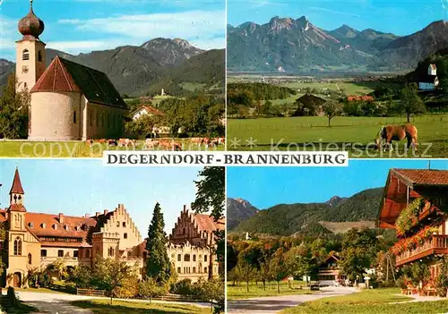 AK / Ansichtskarte Brannenburg Kirche St Margarethen Panorama Schloss Bauernhaus Kat. Brannenburg