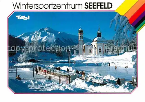 AK / Ansichtskarte Seefeld Tirol Eislaufbahn mit Seekirchlein Kat. Seefeld in Tirol