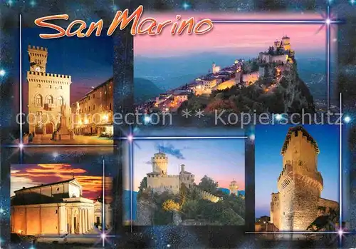 AK / Ansichtskarte San Marino Repubblica Stadtplatz Schloss Kirche Fliegeraufnahme